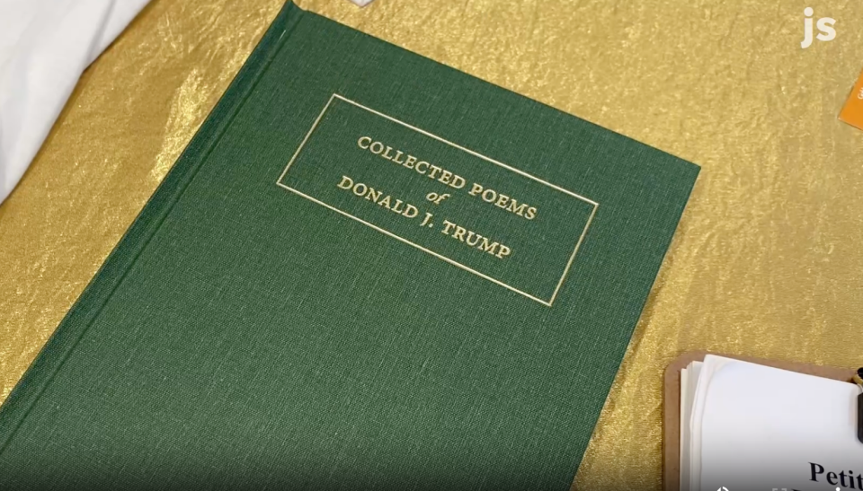 Friends Gregory Woodman from Portland, Ore., and Ian Pratt from Nashville, Tenn., compiled the "Collected Poems of Donald J. Trump," made of tweets from the former president.