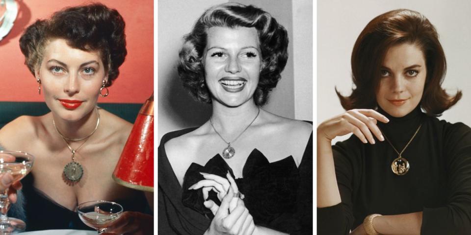 Pendant necklaces, as seen here on Ava Gardner, Rita Hayworth and Natalie Wood, weren't quite as prevalent as pearls, but they're just as classic. A pendant can be plain, textured or even engraved with something extra special for your giftee.&nbsp;