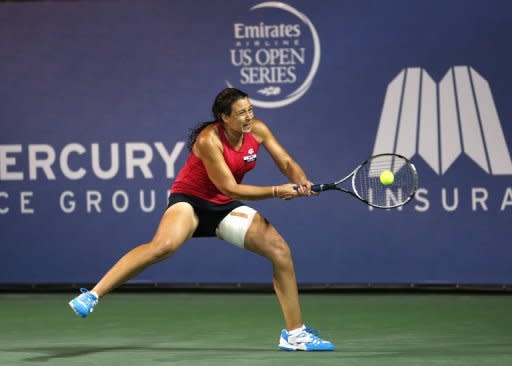 France's Marion Bartoli during the Mercury Insurance Open match against American Vania King in Carlsbad on July 18. Bartoli survived a struggle lasting more than three hours to overcome a massive 18 double-faults to advanced at the WTA hardcourt event