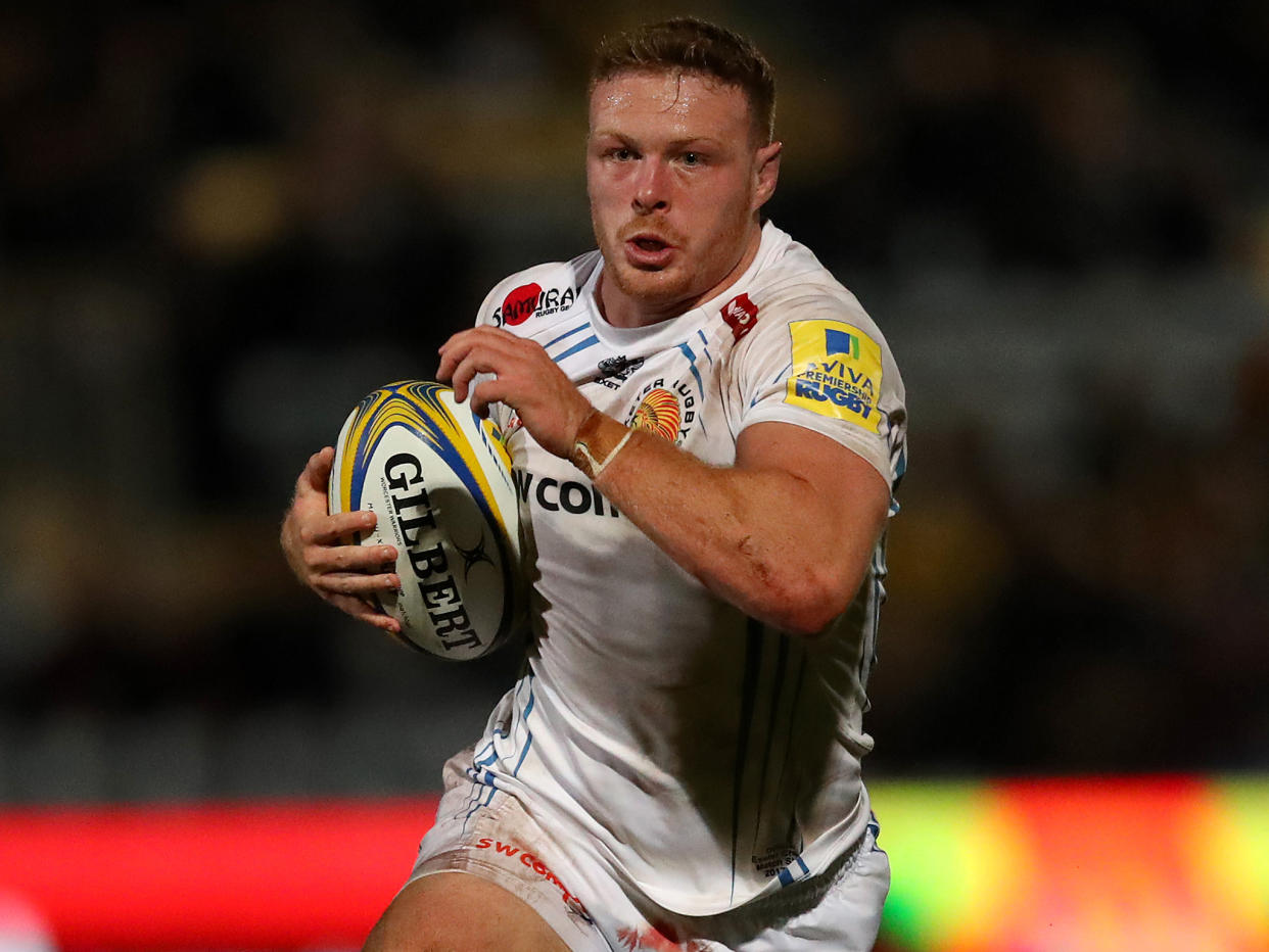 Exeter Chiefs No 8 Sam Simmonds is pushing for his first England call-up: Getty