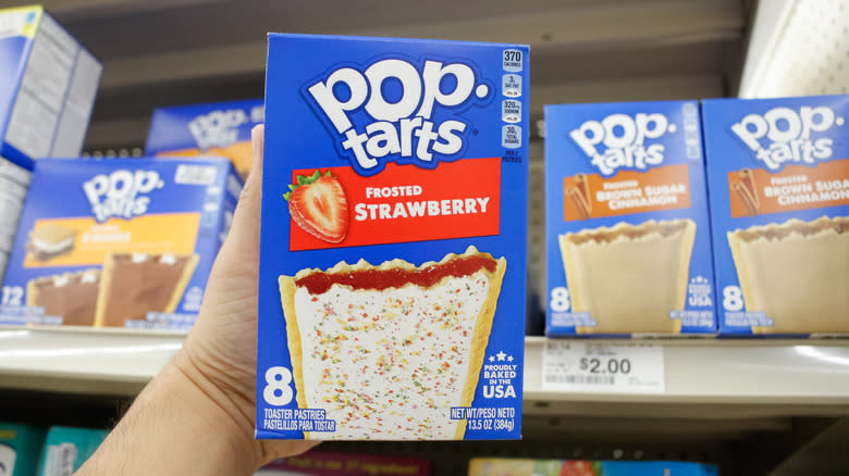 Frosted strawberry Pop-Tarts on shelf