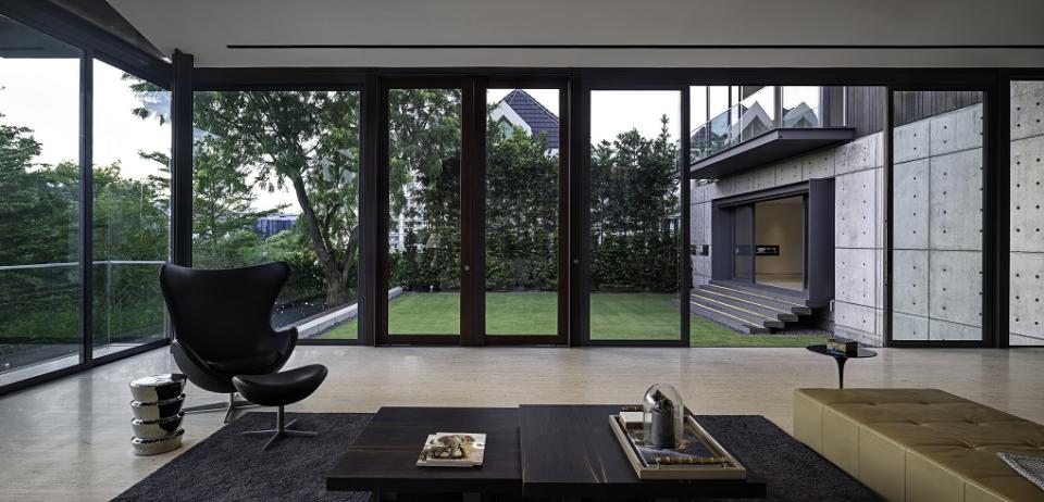 View of the lawn from the living room of the house at Matlock Rise SC HOMES