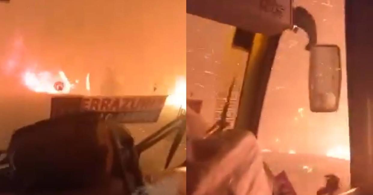 Autobús con pasajeros atraviesa incendio forestal en Chile: “fue igual que una película”. Foto: Captura de video X vía @RosaEsp10539829