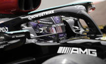 Mercedes driver Lewis Hamilton of Britain steers his car during the third free practice for Sunday's Formula One race, at the Monaco racetrack, in Monaco, Saturday, May 22, 2021. (AP Photo/Luca Bruno)