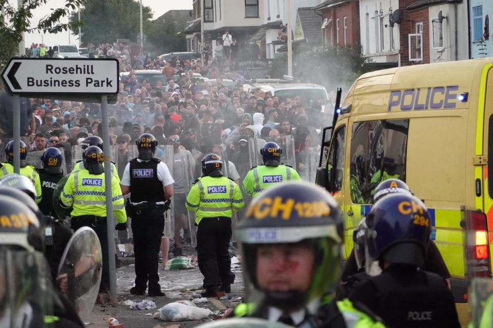 Riots first erupted in Southport in the waking of a mass stabbing at a children’s dance class (Getty Images)