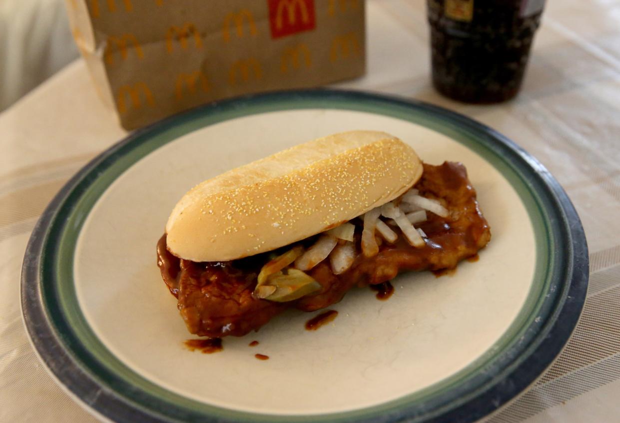 This McRib sandwich was purchased Friday, Nov. 17, 2023, at the Mishawaka McDonald’s restaurant at 2771 Lincoln Way E. The McRib sandwich has returned to the menus for a limited time.