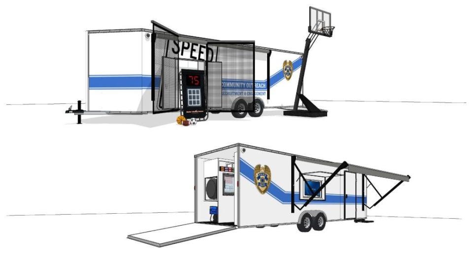 A rendering of the Community Outreach Recruitment & Engagement (CORE) trailer being purchased by the Panama City Police Department with a grant from the St. Joe Community Foundation.