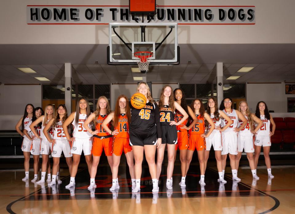 The 2023-2024 Artesia High School Lady Bulldogs basketball team photo.
