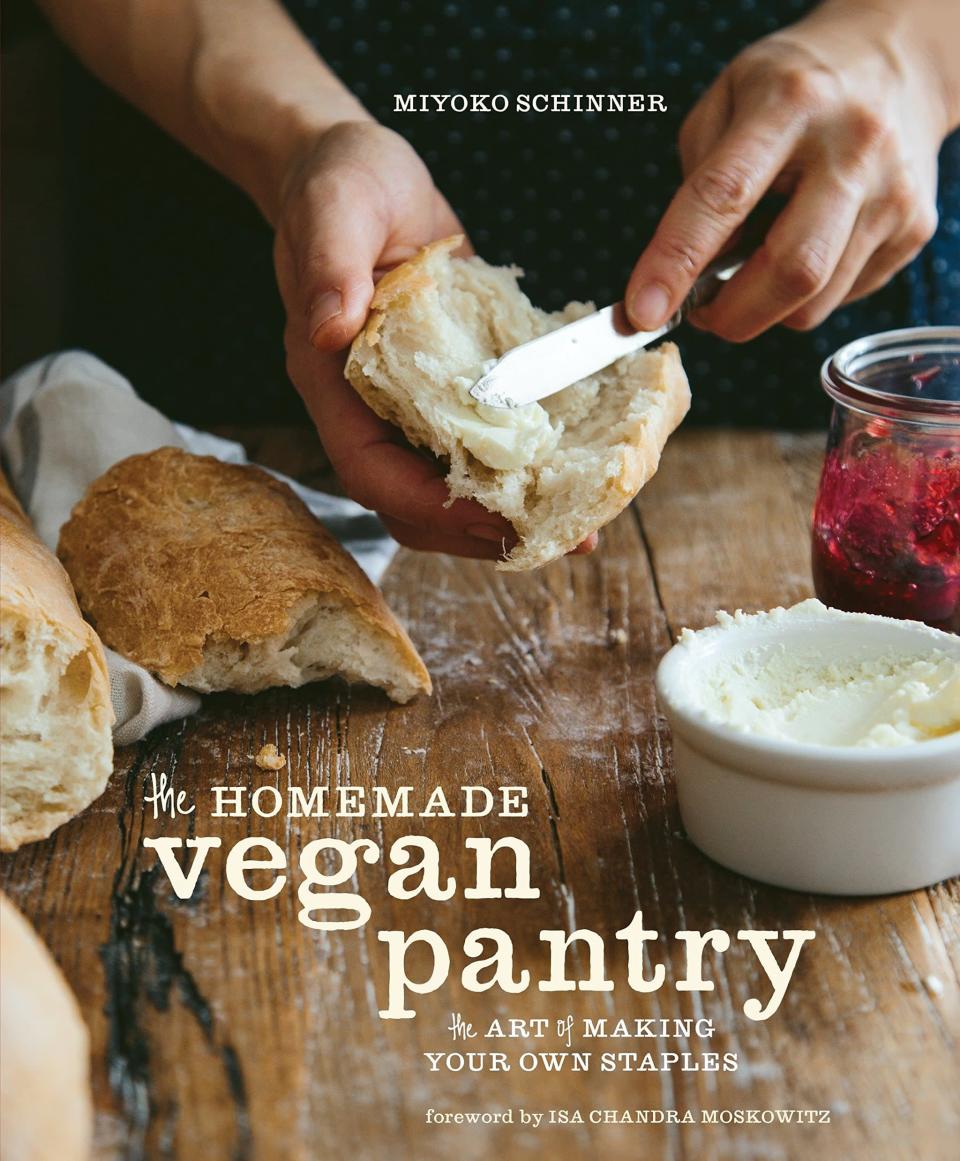 <p>With nearly 2,000 five-star reviews on Amazon, it's safe to say "<a href="http://www.amazon.com/Homemade-Vegan-Pantry-Making-Staples/dp/1607746778" class="link " rel="nofollow noopener" target="_blank" data-ylk="slk:The Homemade Vegan Pantry">The Homemade Vegan Pantry</a>" is a favorite in the vegan community. Written by "Vegan Mashup" cohost Miyoko Schinner, this cookbook will teach you how to make vegan versions of your favorite pantry staples, including cheese, dressings, sauces, butter, and more. Schinner also has handcrafted vegan recipes for satisfying late-night or comfort-food cravings, so you can still enjoy ice cream, pizza, and pasta whenever you'd like - sans the meat and dairy.</p>