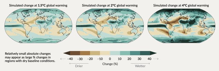 Map of predicted precipitation change.