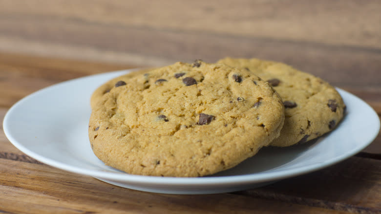 chocolate chip cookies on a plate