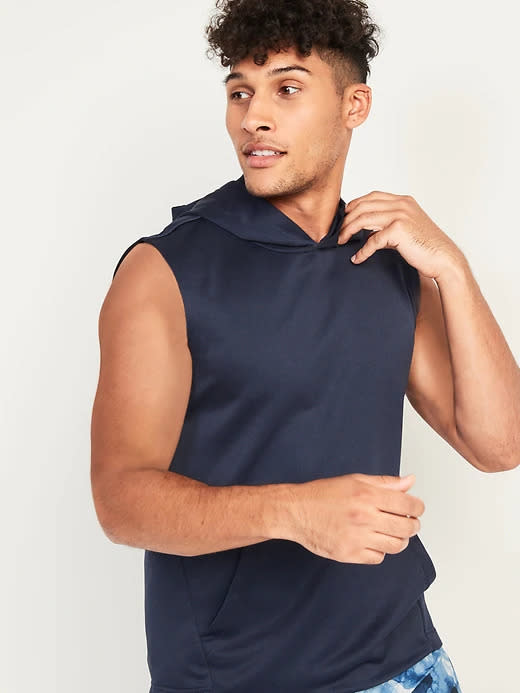 Go-Dry Sleeveless French Terry Hoodie. Image via Old Navy.