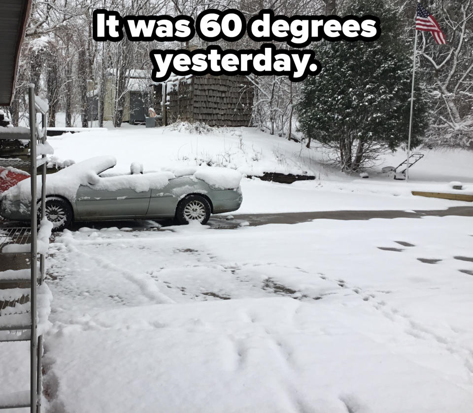 A car covered in snow