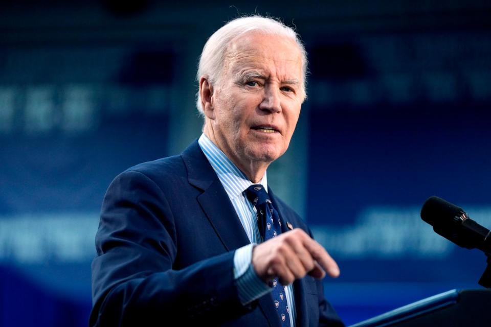 PHOTO: President Joe Biden delivers remarks on student loan debt at Madison College, April 8, 2024, in Madison, Wis. (Evan Vucci/AP)