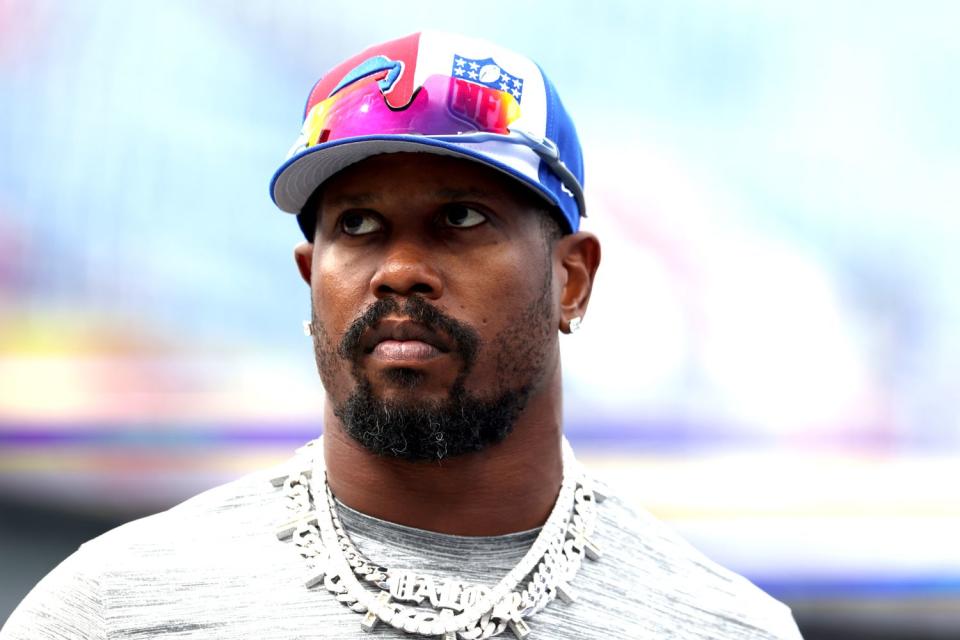 <p>Bryan Bennett/Getty</p> Von Miller on Sept. 17, 2023