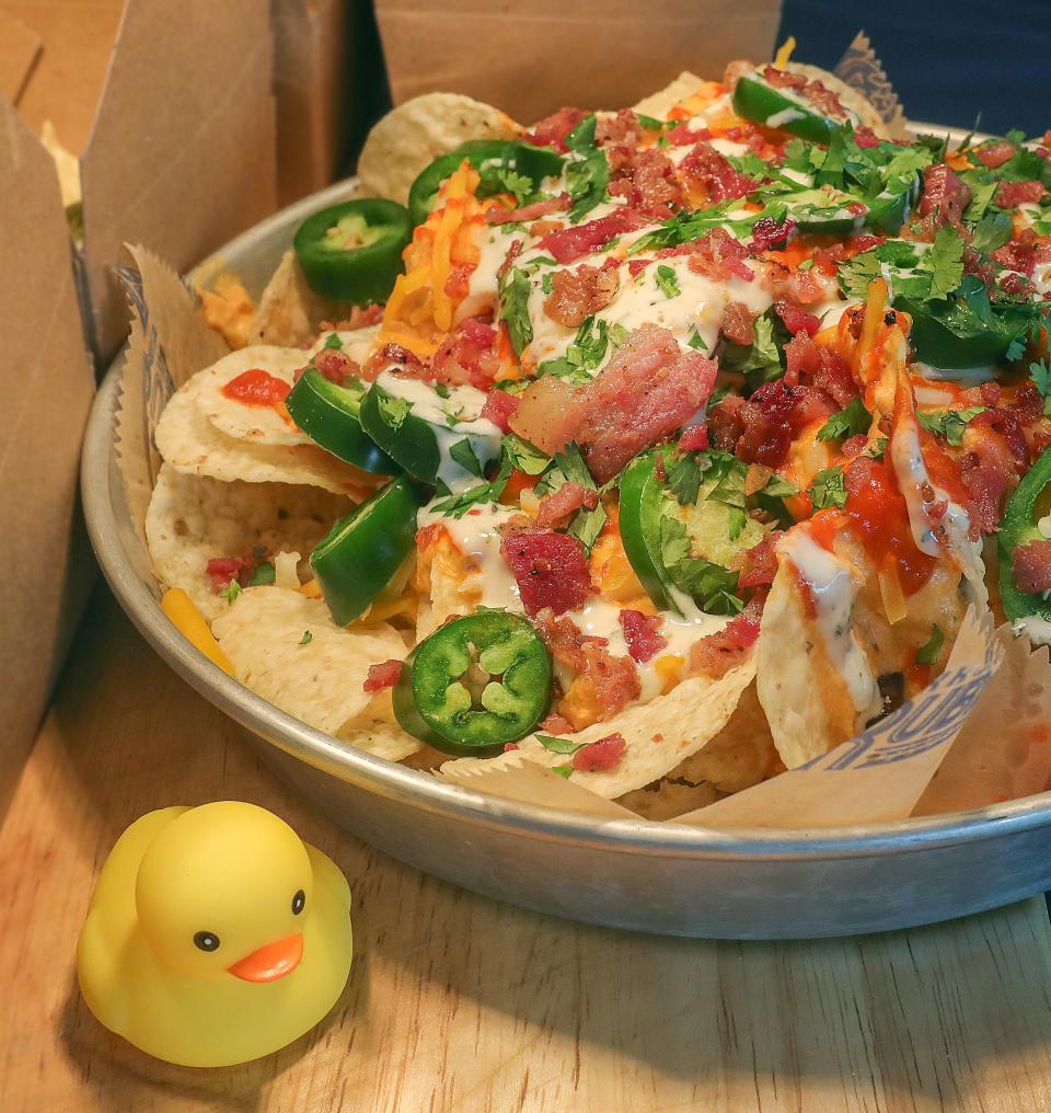 This 1-pound Buffalo Chicken Nachos dish one of the Akron RubberDucks' new extreme menu additions this season at Canal Park.
