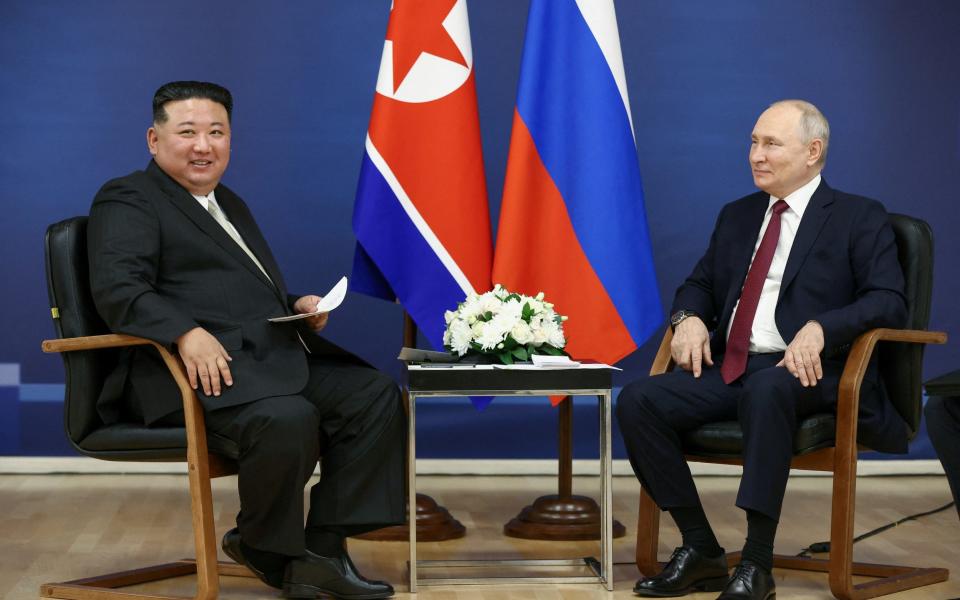Kim Jong-un meets Vladimir Putin at a space base in the far east of Russia on Wednesday