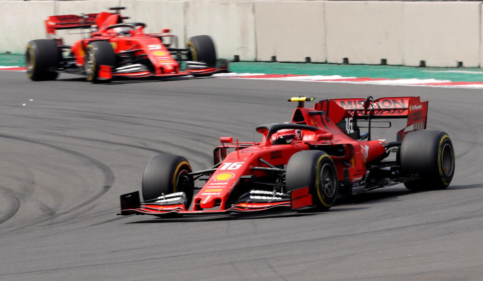 Formula One F1 - Mexican Grand Prix - Hermanos Rodriguez Circuit, Mexico City, Mexico - October 27, 2019  Ferrari's Charles Leclerc in action during the race  REUTERS/Carlos Jasso