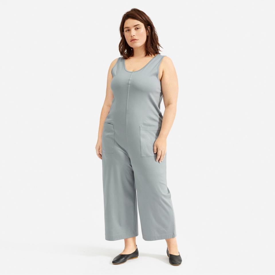 3) everlane The Luxe Cotton Jumpsuit - Faded Sage