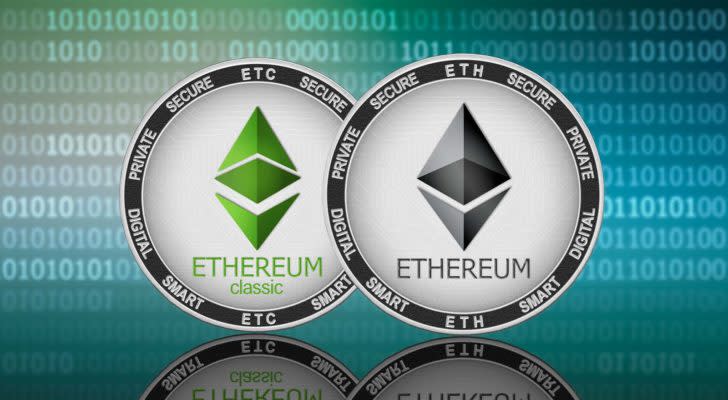 Concept coins for Ethereum (ETH) and Ethereum Classic (ETC).