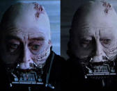 If anyone loves CGI, its George Lucas, who tinkered with his classic space yarn several times. For the 2004 DVD re-release of the original ‘Star Wars’ trilogy nothing was sacred… even eyebrows. In the scene where Luke unmasks his dying father at the end of ‘Return of The Jedi’, Darth Vader actor Sebastian Shaw had his eyebrows removed to match Hayden Christensen’s burns injuries in ‘Revenge of the Sith.’