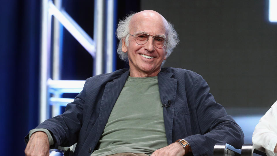 BEVERLY HILLS, CA - JULY 26:  Creator/executive producer Larry David of 'Curb Your Enthusiam' speaks onstage during the HBO portion of the 2017 Summer Television Critics Association Press Tour at The Beverly Hilton Hotel on July 26, 2017 in Beverly Hills, California.