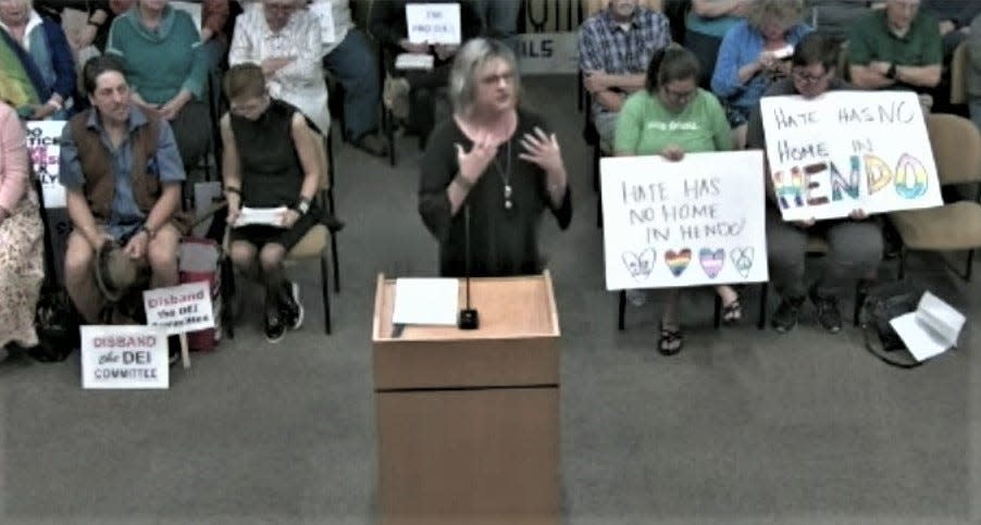 Hendersonville's Jennifer Mayo speaks at the May 4 Hendersonville City Council meeting at the City Operations Center.