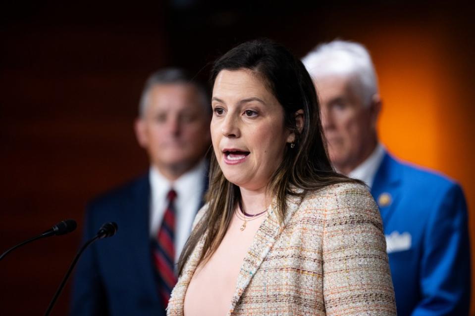Republican Conference Chair Elise Stefanik, R-N.Y., speaks during a House GOP news conference following the House Republican Conference caucus meeting in the U.S. Capitol in Washington on Tuesday, April 30, 2024. CQ-Roll Call, Inc via Getty Images