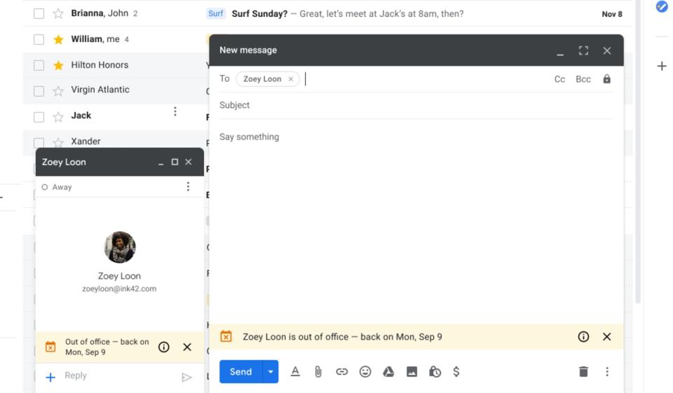 Gmail out of office notification