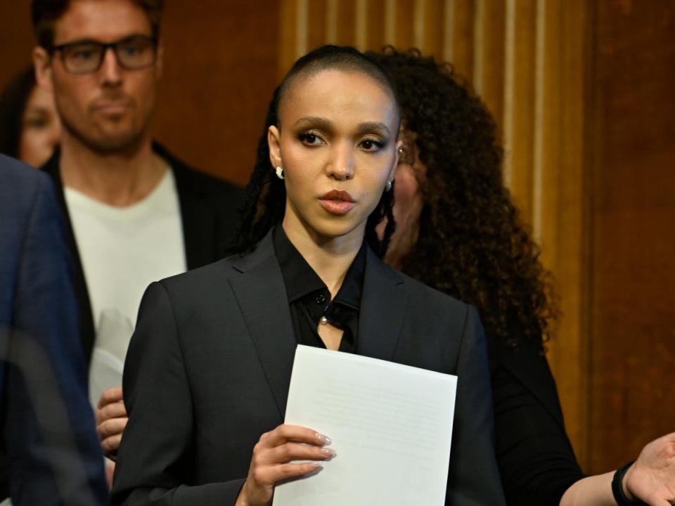 FKA twigs arrives for congressional testimony at the NO FAKES Act, at Dirksen Senate Office Building on 30 April 2024, Washington DC (Getty Images for RIAA)
