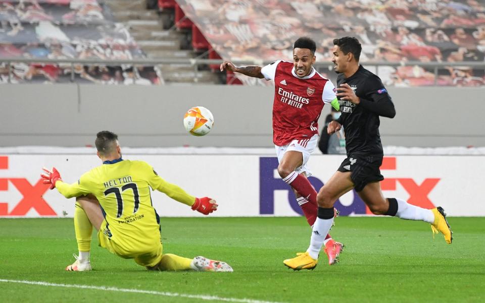 Pierre Emerick-Aubameyang scores for Arsenal - GETTY IMAGES