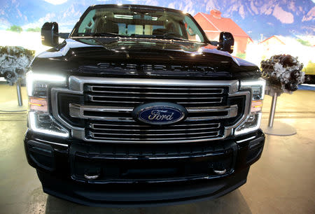 Ford Motor Co. displays its new 2020 F-Series Super Duty pickup truck in Detroit, Michigan, U.S., January 31, 2019. REUTERS/Rebecca Cook