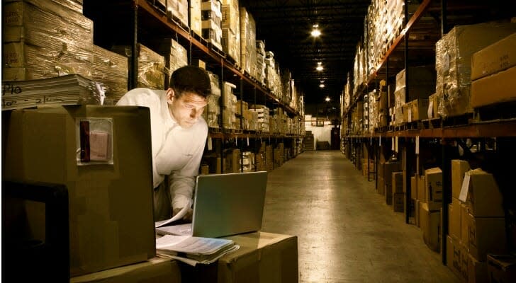 Businessman in his warehouse