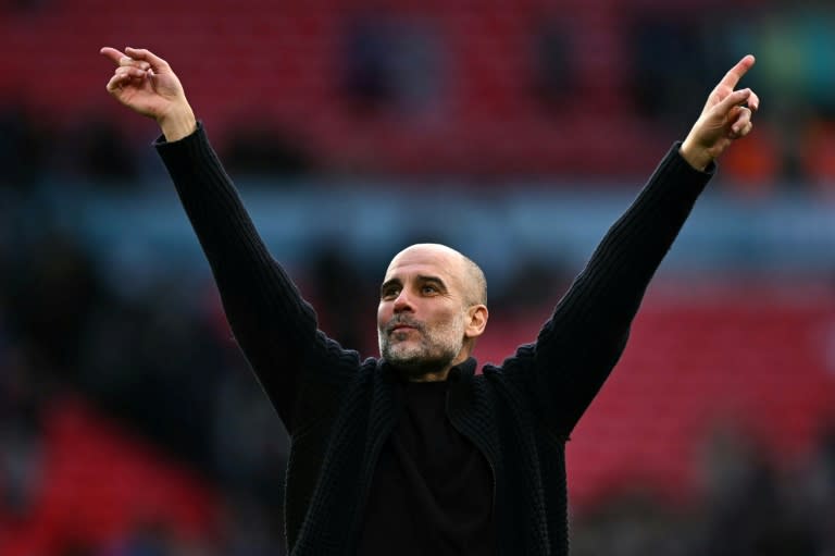 Pep Guardiola's <a class="link " href="https://sports.yahoo.com/soccer/teams/man-city/" data-i13n="sec:content-canvas;subsec:anchor_text;elm:context_link" data-ylk="slk:Manchester City;sec:content-canvas;subsec:anchor_text;elm:context_link;itc:0">Manchester City</a> are chasing a fourth straight Premier League title (Ben Stansall)