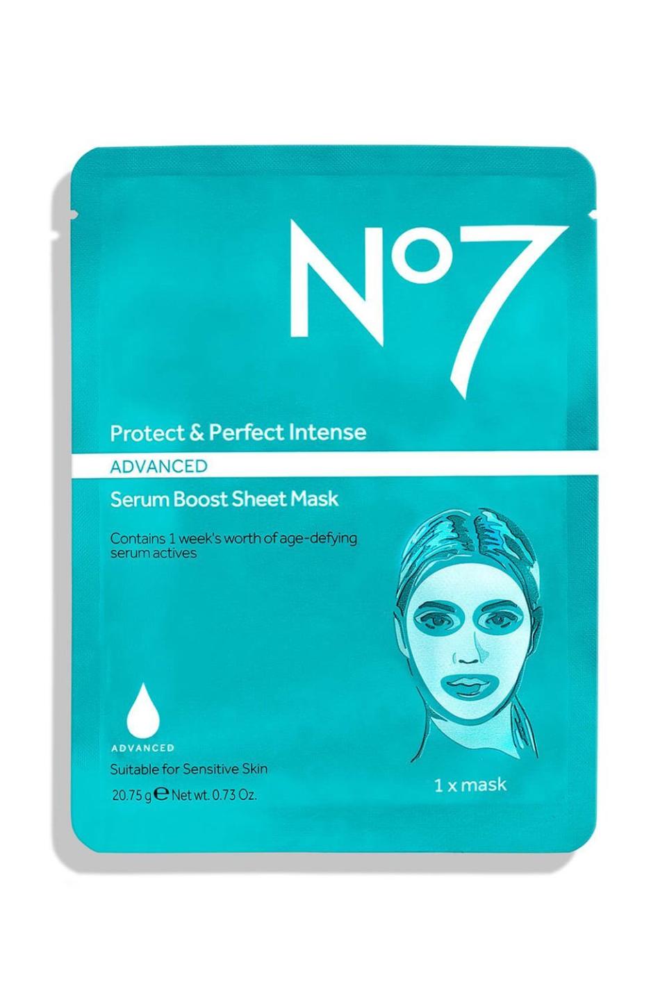 6) No7 Protect & Perfect Intense Advanced Serum Boost Sheet Mask