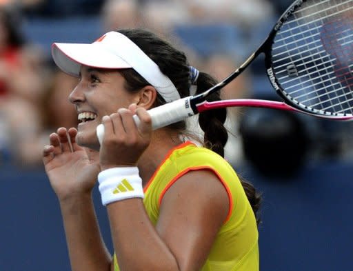 British teen Laura Robson reacts after defeating Kim Clijsters of Belgium during their 2012 US Open match at the USTA Billie Jean King National Tennis Center in New York on August 29. Robson won 7-6 (7/4), 7-6 (7/5)