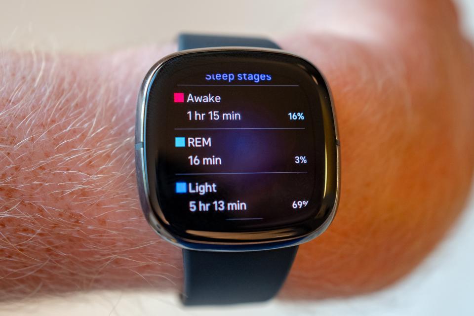 Sleep tracking functions on Fitbit Sense health tracking smart watch wearable device, San Ramon, California, September 22, 2020. (Photo by Smith Collection/Gado/Getty Images)