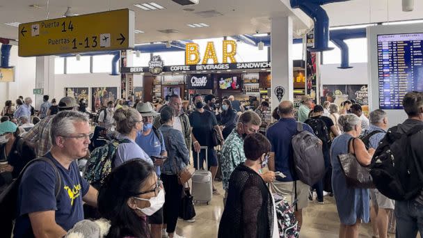PHOTO: In this Oct. 1, 2022, file photo, travelers are shown at Licenciado Gustavo Diaz Ordaz International Airport (PVR) in Puerto Vallarta, Mexico. (Bloomberg via Getty Images, FILE)