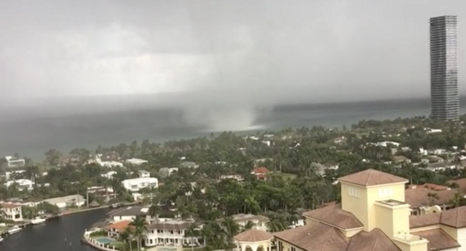 Pictured is a water spout off Golden Beach in Florida.