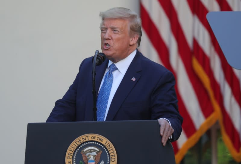 FILE PHOTO: U.S. President Trump delivers statement on protests over racial inequality at the White House in Washington