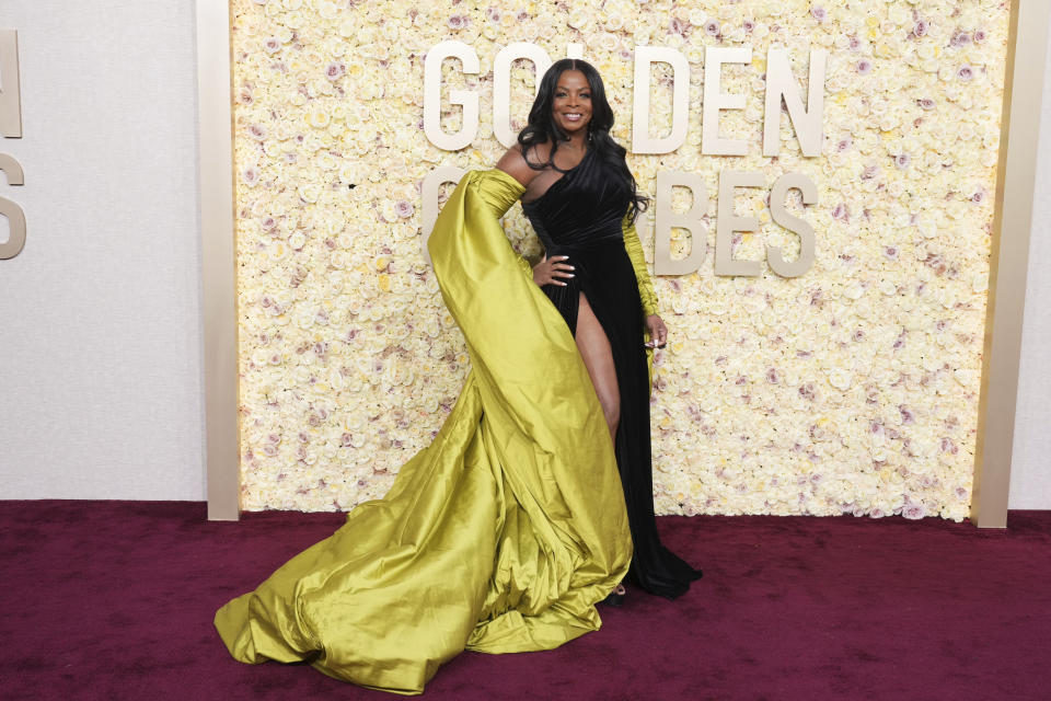 Janelle James arrives at the 81st Golden Globe Awards on Sunday, Jan. 7, 2024, at the Beverly Hilton in Beverly Hills, Calif. (Photo by Jordan Strauss/Invision/AP)