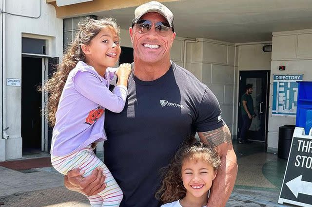 <p>Dwayne Johnson/Instagram</p> Dwayne Johnson and daughters Jasmine and Tiana