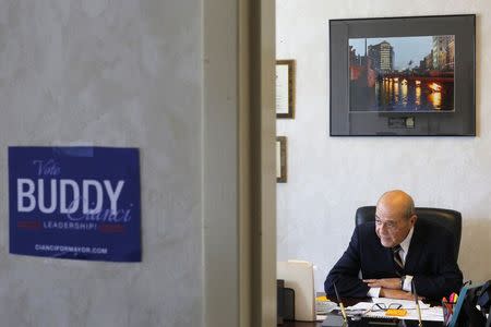 Vincent "Buddy" Cianci, former mayor and current mayoral candidate of Providence, answers a question during an interview with Reuters in his campaign headquarters in Providence, Rhode Island August 12, 2014. REUTERS/Brian Snyder