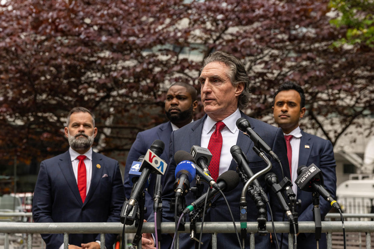 Doug Burgum; Cory Mills; Byron Donalds; Vivek Ramaswamy ALEX KENT/AFP via Getty Images