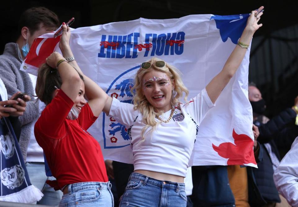 England supporters at Wembley get into the spirit of things at a tournament full of singing and dancing.