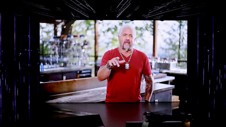 Guy Fieri speaking on screen