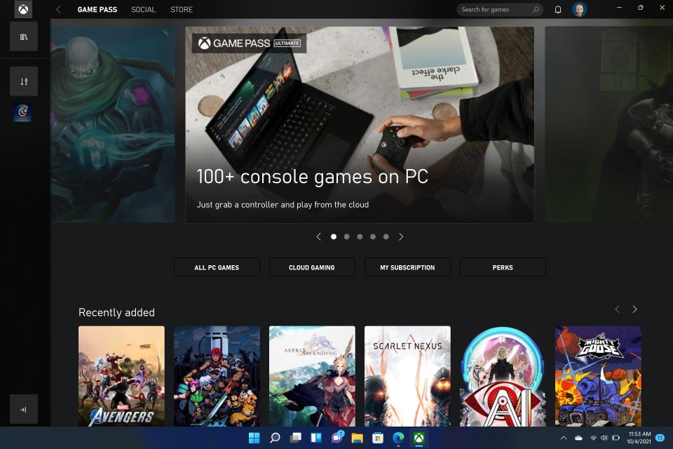 Microsoft is leaning further into gaming by including the Xbox app with Windows 11. (Image: Howley)
