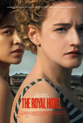 <p>NEON</p> Poster for 'The Royal Hotel,' starring Julia Garner and Jessica Henwick