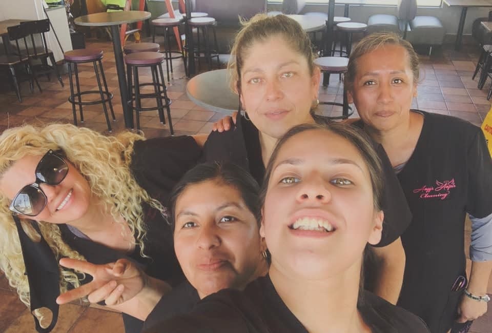 CEO Angelica “Angy” Lopez, left, and her Angy’s Angels Cleaning team stop to take a selfie. The Hispanic Heritage Month spotlight shines on Lopez.