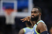 Dallas Mavericks guard Tim Hardaway Jr. celebrates a 3-pointer during the second half of the team's NBA basketball game against the Portland Trail Blazers, Friday, Jan. 17, 2020, in Dallas. The Mavericks won 120-112. (AP Photo/Brandon Wade)